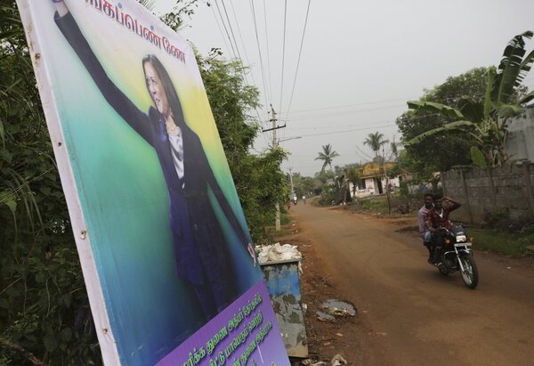 A banner message wishing Kamala the best.