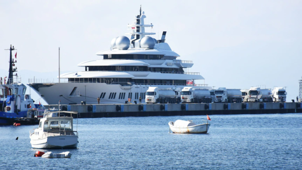 An enormous, four storey yacht 